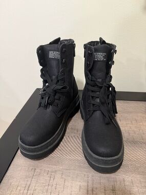 Levi's Black Canvas Lace-Up Combat Boots